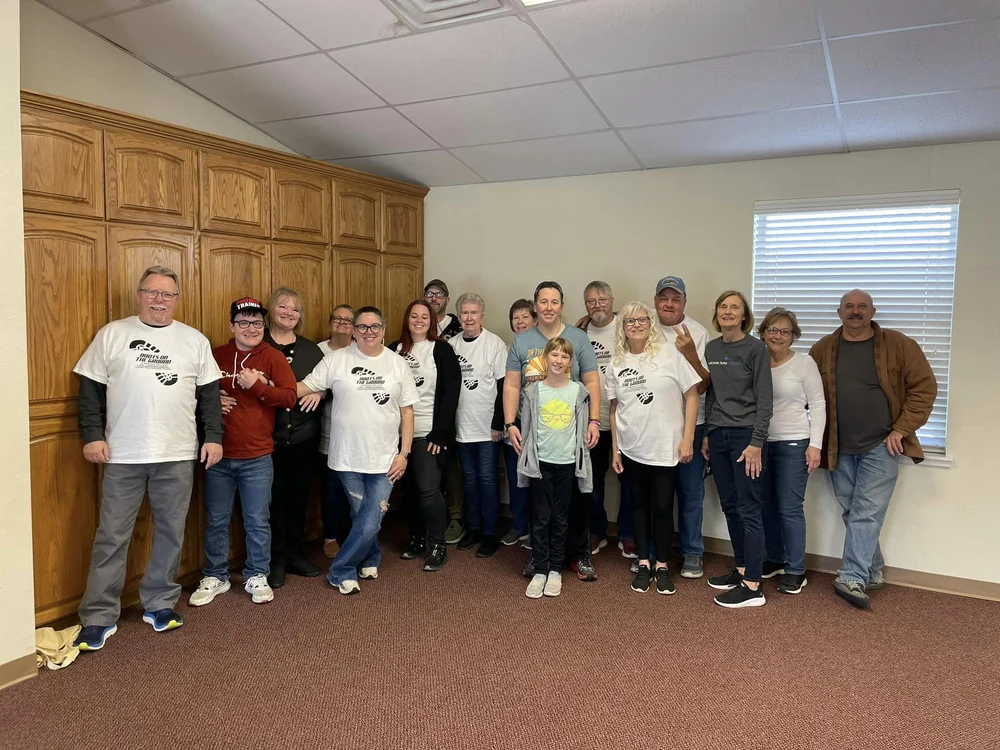 The Luther First Christian Church Boots On The Ground volunteer team together at the Homeless Alliance in February 2024.